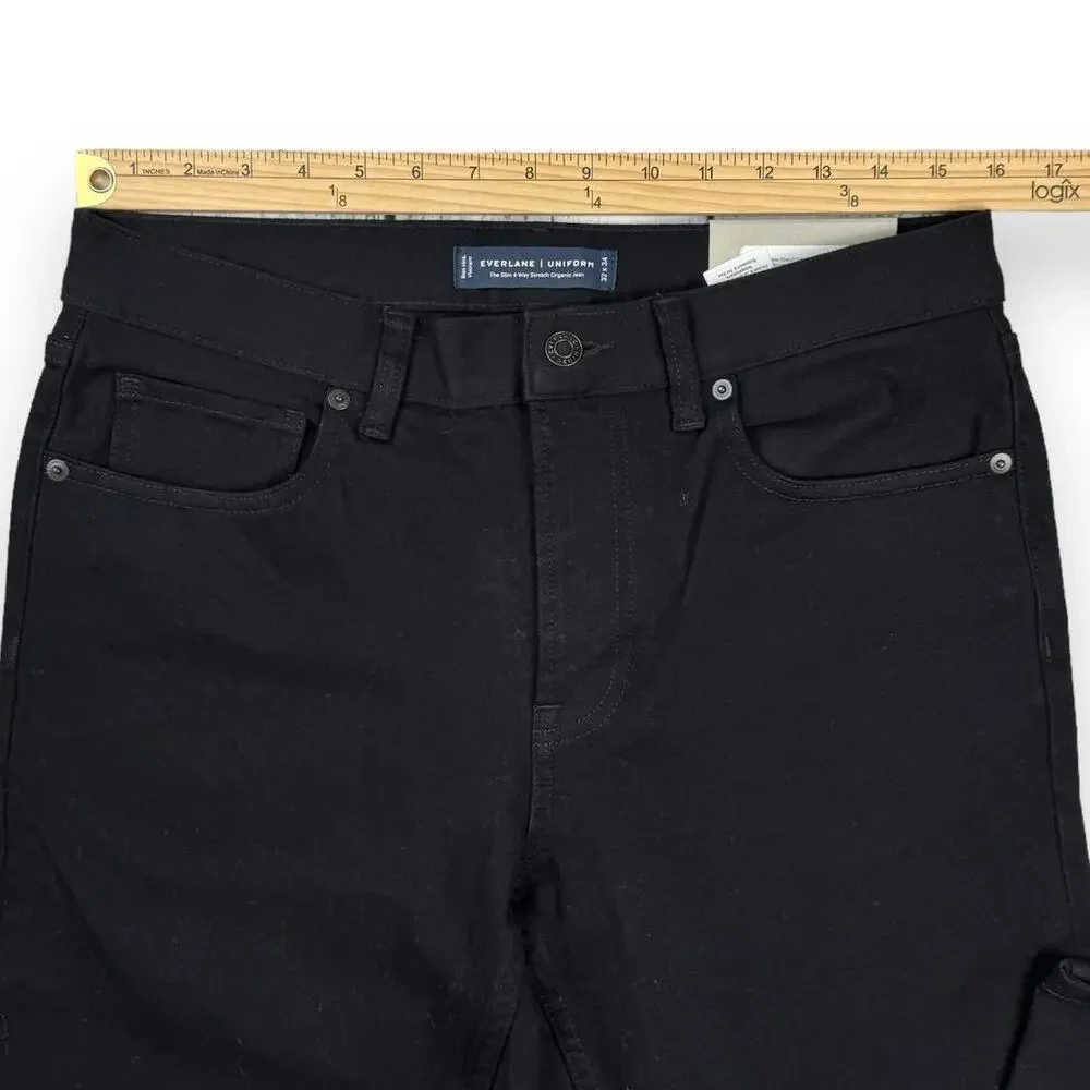 Everlane Uniform Men's The Slim 4-Way Stretch Jean 32x34 Black Organic